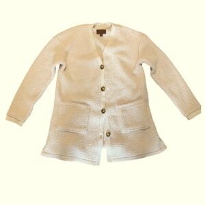 Koolaburra UGG Sherpa Cardigan Sweater Cream Button Front Cozy Jacket S